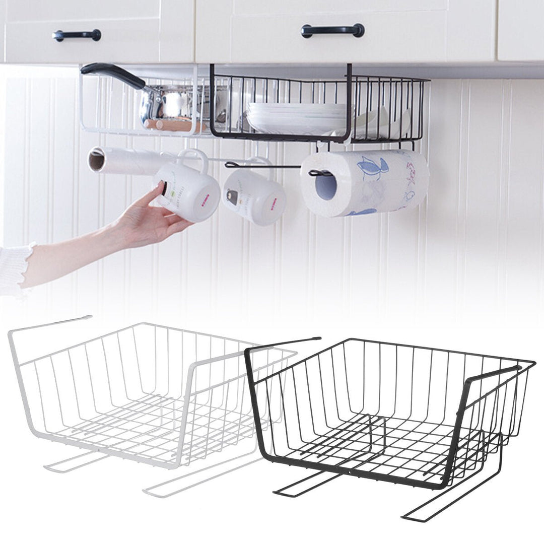 Metal Cabinet Hanging Baskets Under Shelf Storage Rack Mount Holder Organizer Image 5