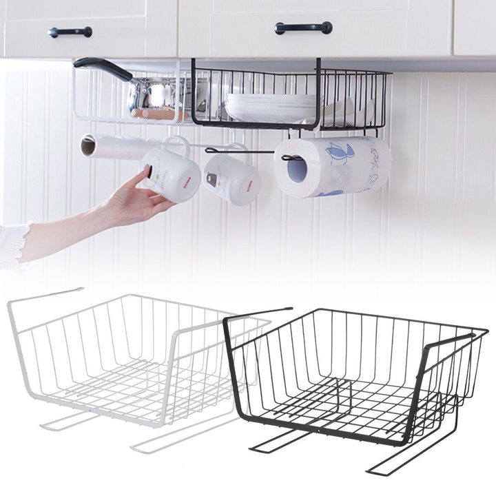 Metal Cabinet Hanging Baskets Under Shelf Storage Rack Mount Holder Organizer Image 5