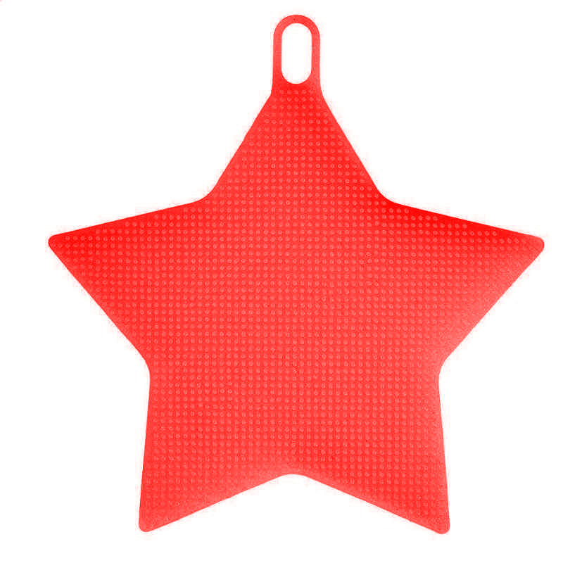 Multi-function Star Shape Silicone Dish Cleaning Brush Scrubber Heat Resistant Coaster Image 1