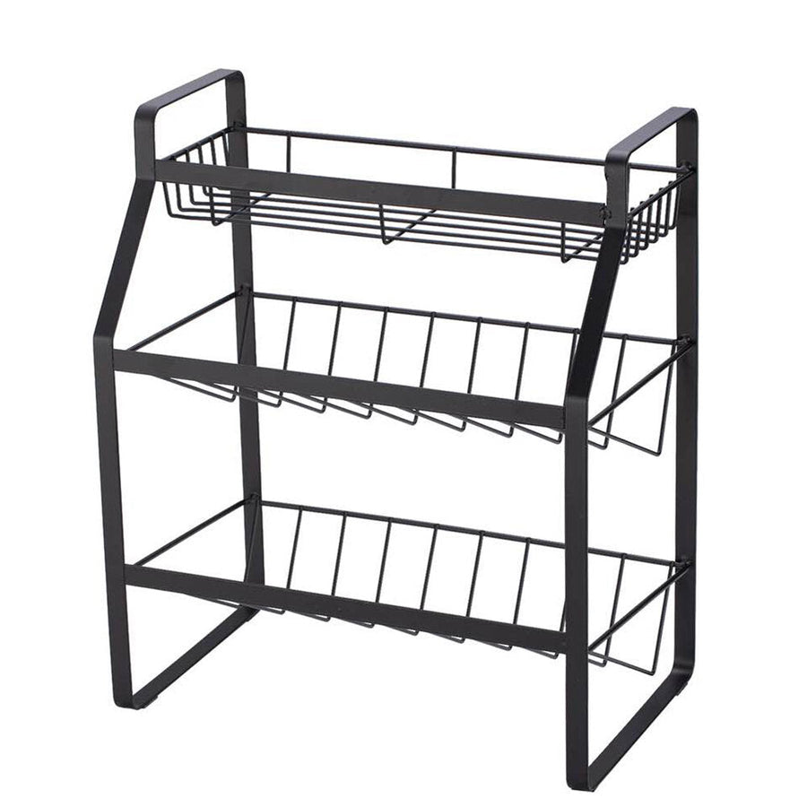 Multi-Functional 3-Tier Condiment Rack Kitchen Supplies Collection Arrangement Shelf Ground Storage Organizer Image 1