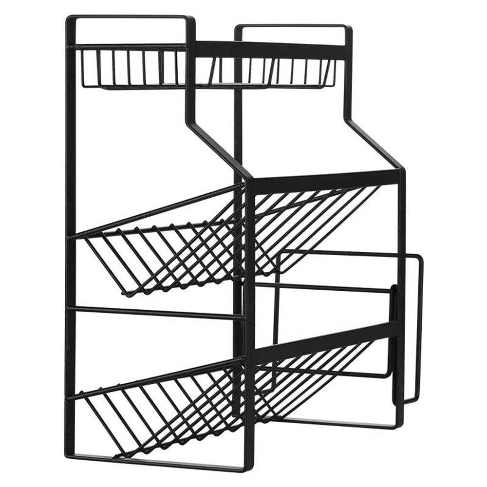 Multi-Functional 3-Tier Condiment Rack Kitchen Supplies Collection Arrangement Shelf Ground Storage Organizer Image 2