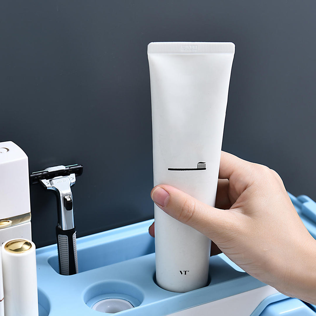 Multi-function Toothbrush Holder Automatic Toothpaste Dispenser Hair Dryer Racks Image 5