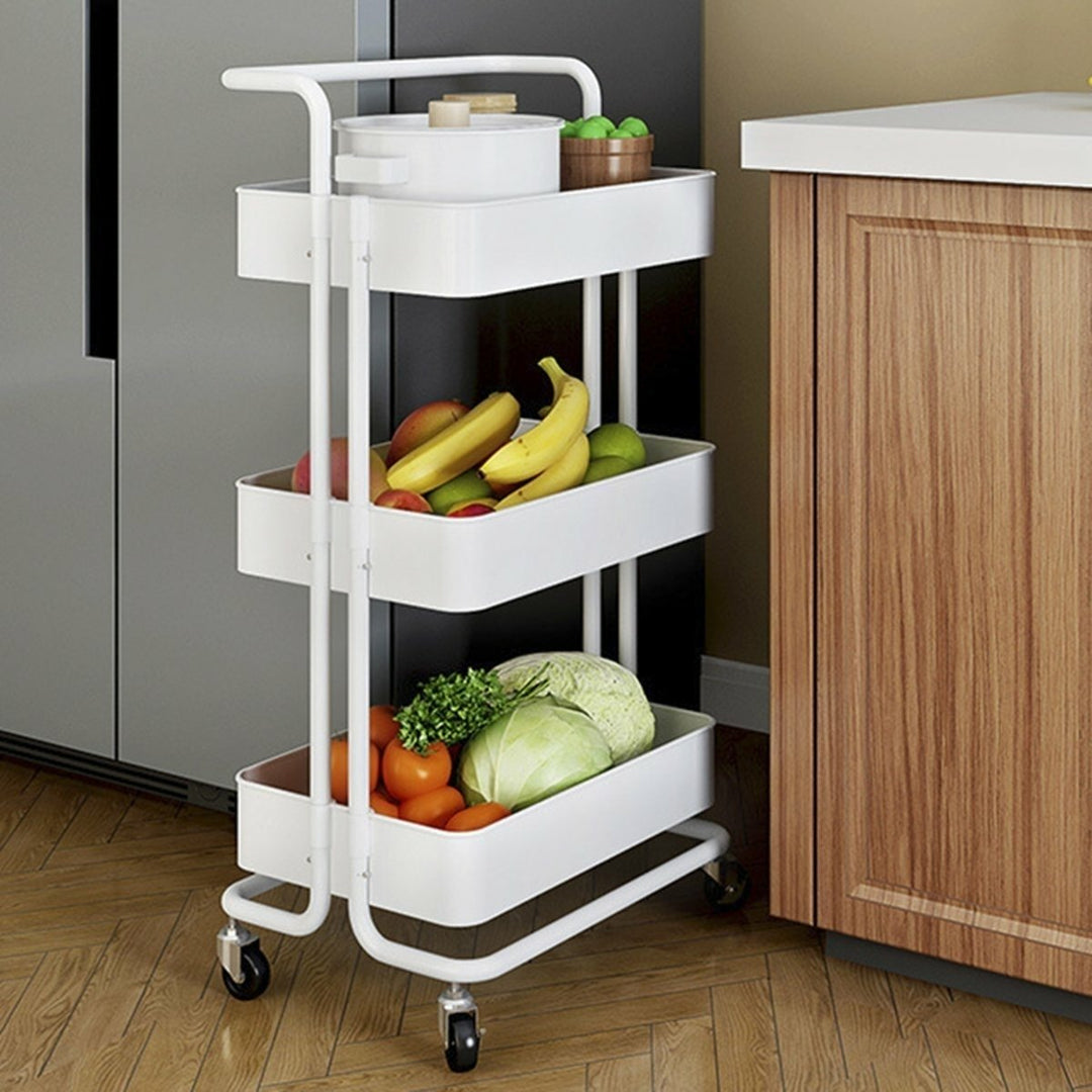 Multi-functional 3-Tier Storage Rack Trolley Rolling Utility Cart Home Kitchen Storage Rack Image 10