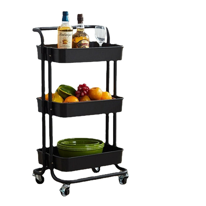 Multi-functional 3-Tier Storage Rack Trolley Rolling Utility Cart Home Kitchen Storage Rack Image 1