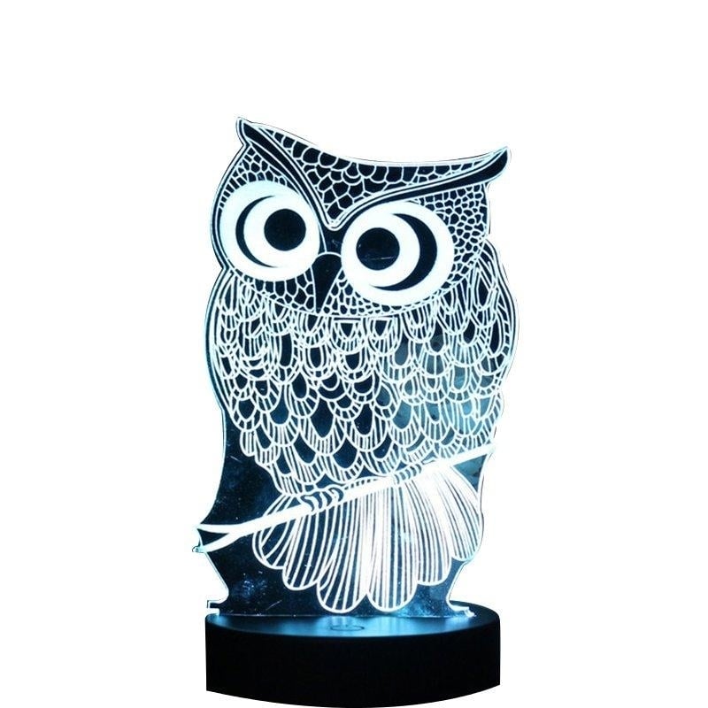 Owl 3D LED Color Change Night Light USB Charge Table Desk Lamp Decorations With Remote Controller Image 1