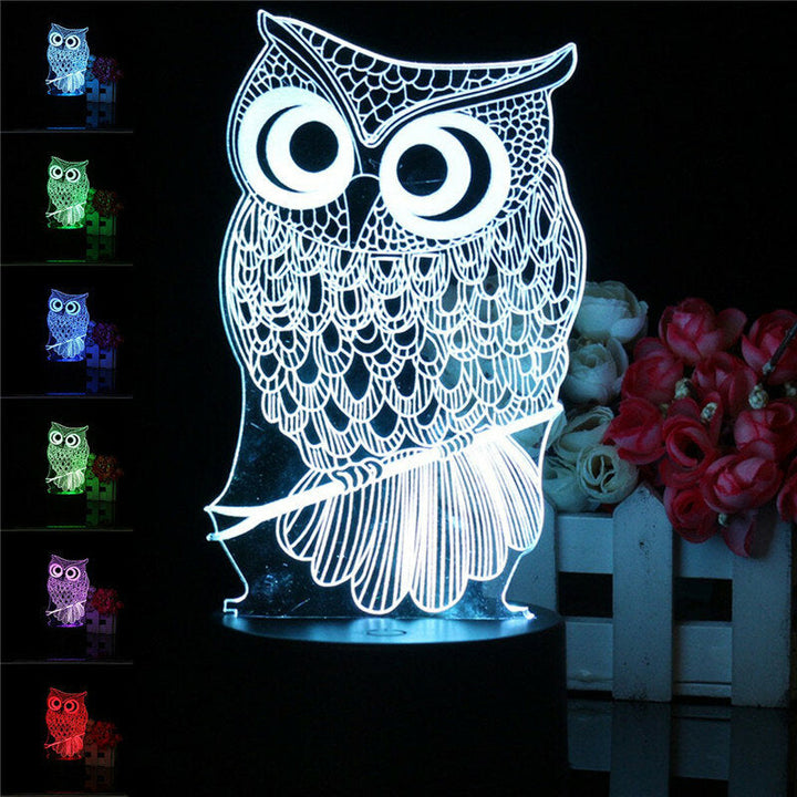 Owl 3D LED Color Change Night Light USB Charge Table Desk Lamp Decorations With Remote Controller Image 5