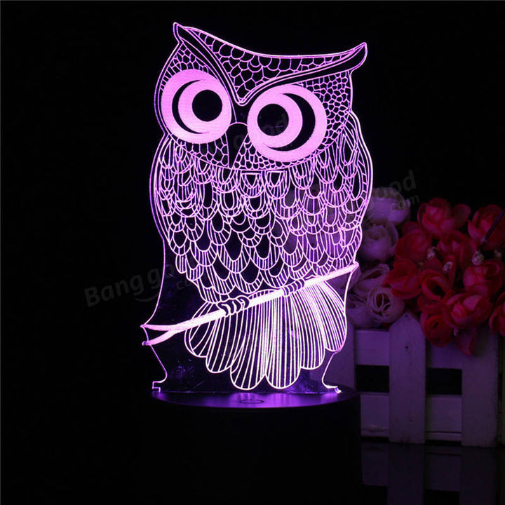 Owl 3D LED Color Change Night Light USB Charge Table Desk Lamp Decorations With Remote Controller Image 6