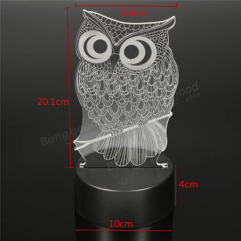 Owl 3D LED Color Change Night Light USB Charge Table Desk Lamp Decorations With Remote Controller Image 7