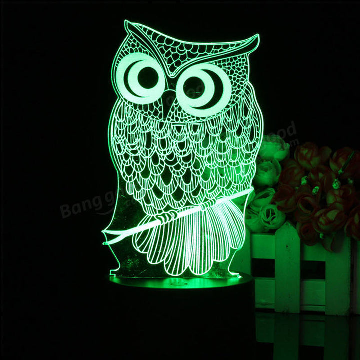 Owl 3D LED Color Change Night Light USB Charge Table Desk Lamp Decorations With Remote Controller Image 8