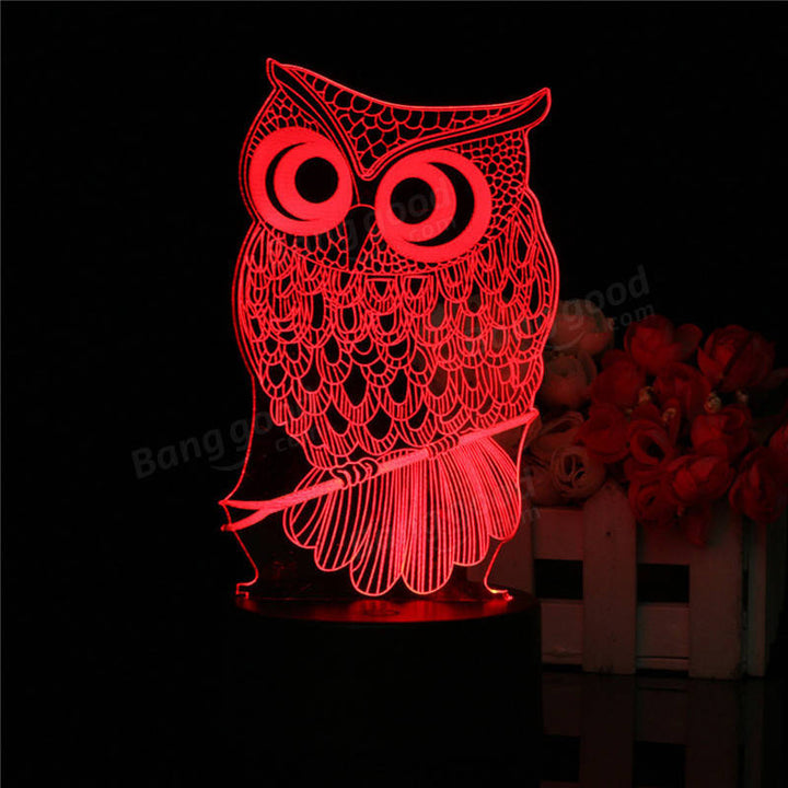 Owl 3D LED Color Change Night Light USB Charge Table Desk Lamp Decorations With Remote Controller Image 9