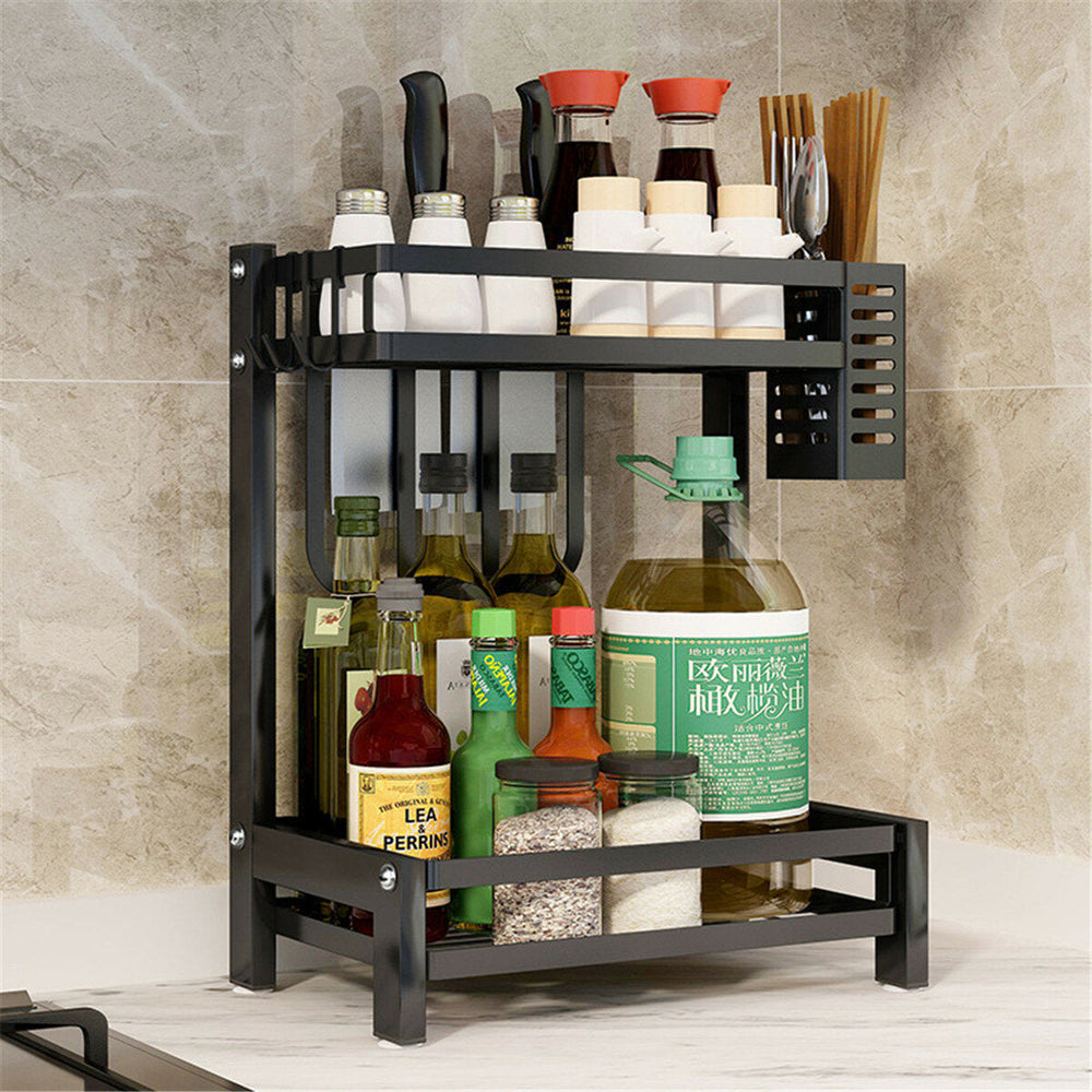 Nonslip 2,3 Tier Spice Rack Stainless Steel Storage Shelf Organizer Holder Kitchen Rack Image 2