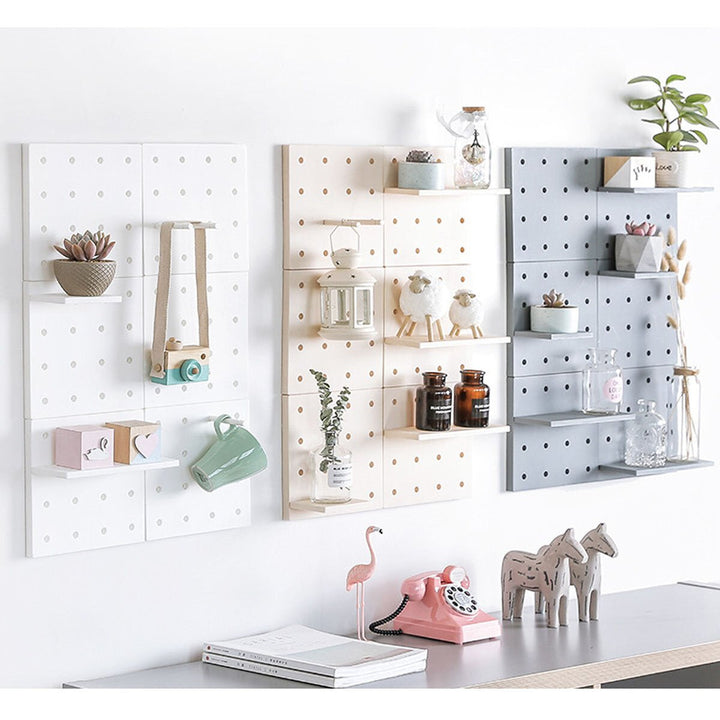 Plastic Wall Mount Hole Plate Storage Rack Floating Hanging Shelf Display Board Image 5