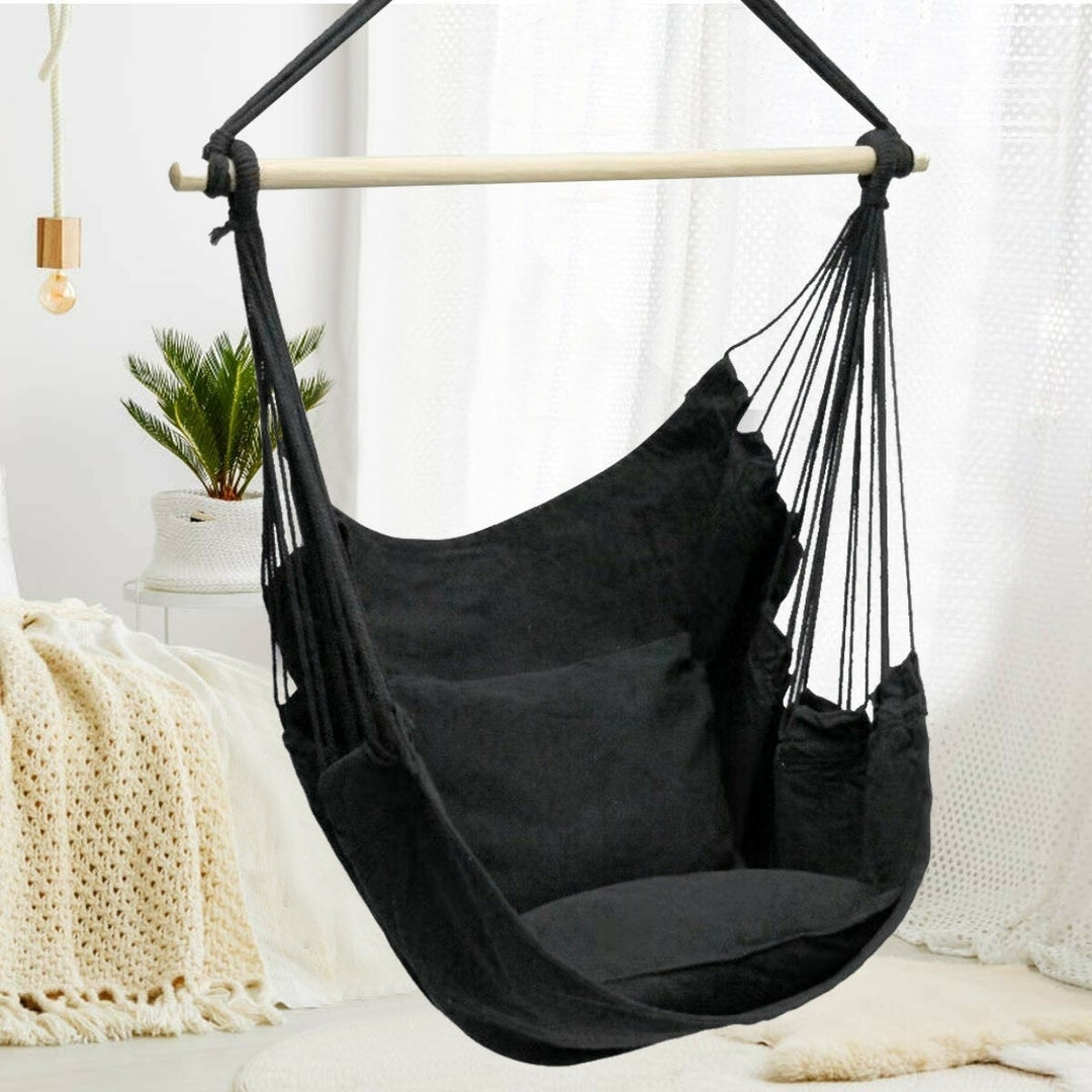 Portable Hammock Chair Swing Seat Home Garden Outdoor Camping Pillows Image 2