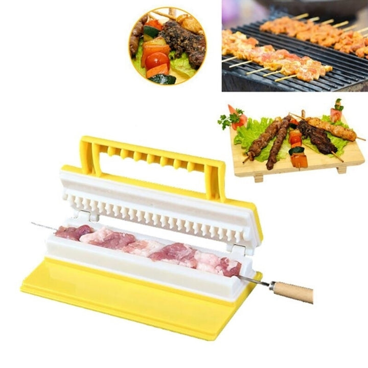 Portable Multi-functional Single,Double Row BBQ Meat Skewer Kitchen Meat String Device Barbecue String Tool Image 1