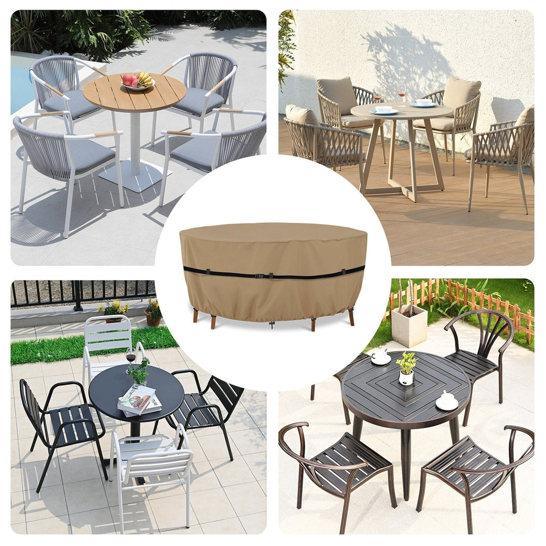 Round Outdoor Furniture Cover Waterproof Patio Furniture Cover Tear-Resistant Durable Windproof Dustproof Outdoor Cover Image 3