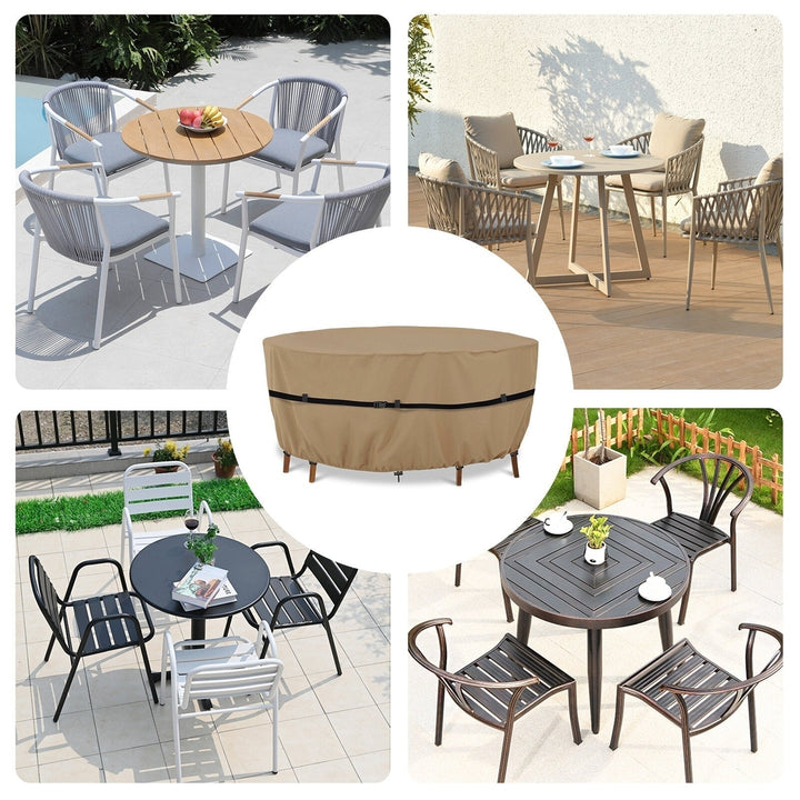 Round Outdoor Furniture Cover Waterproof Patio Furniture Cover Tear-Resistant Durable Windproof Dustproof Outdoor Cover Image 3