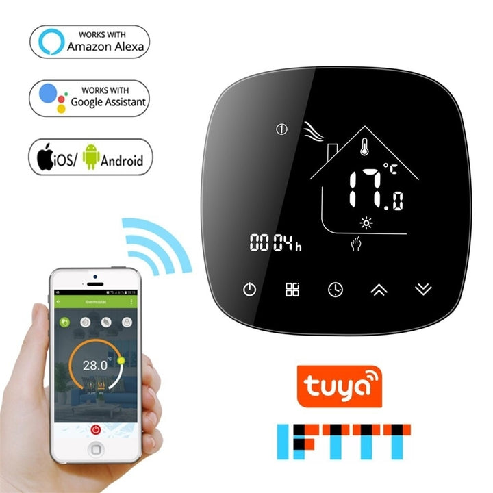 Round Shape Smart WiFi Gas Boiler Thermostat Tuya Intellagent App Alexa Voice Control 0.5C Degree Accuracy Image 5