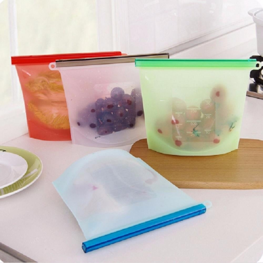 Reusable Silicone Food Fresh Bags Storage Sealed Containers for Refrigerator Kitchen Vacuum Bag Image 5