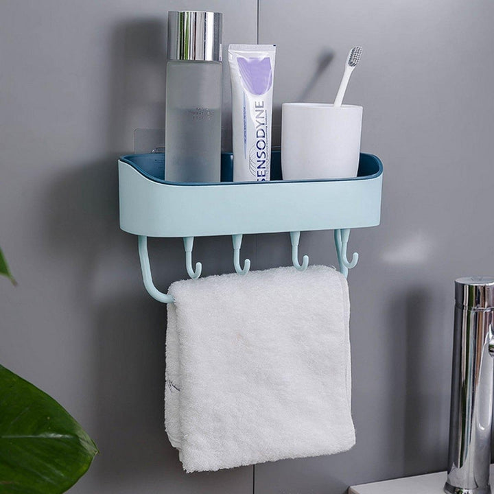 Self-adhesive Wall Hanging Storage Rack Shelf Hook Home Kitchen Holder Organizer Towel Holder Image 5