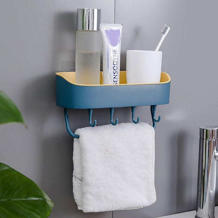 Self-adhesive Wall Hanging Storage Rack Shelf Hook Home Kitchen Holder Organizer Towel Holder Image 1