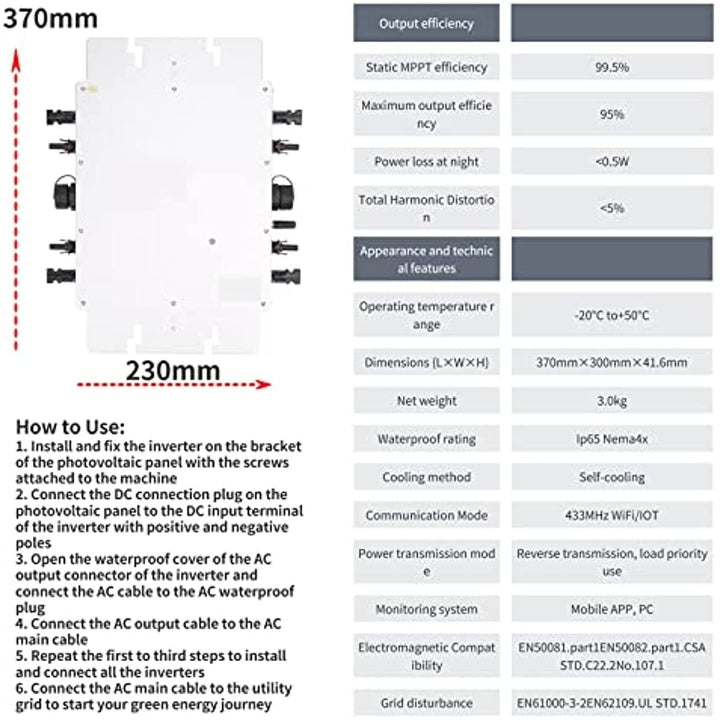 Solar Grid Tie Inverter,Solar Micro Inverter,1400W Waterproof IP65 120v,230v output voltage,voltage mode microgrid Image 4