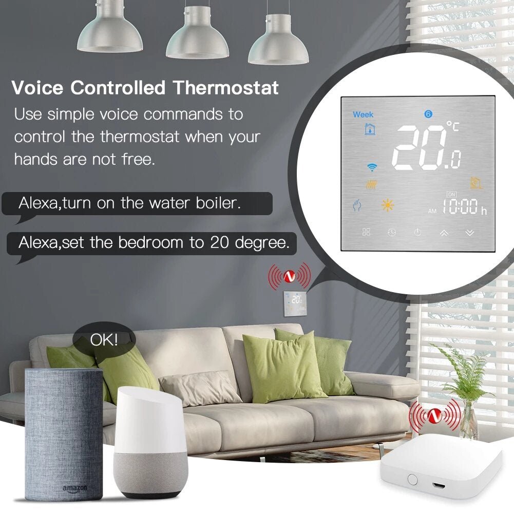 Smart Thermostat Temperature Controller Water,Electric Floor Heating Water,Gas Boiler Brushed Panel 2MQTT Alexa Google Image 3