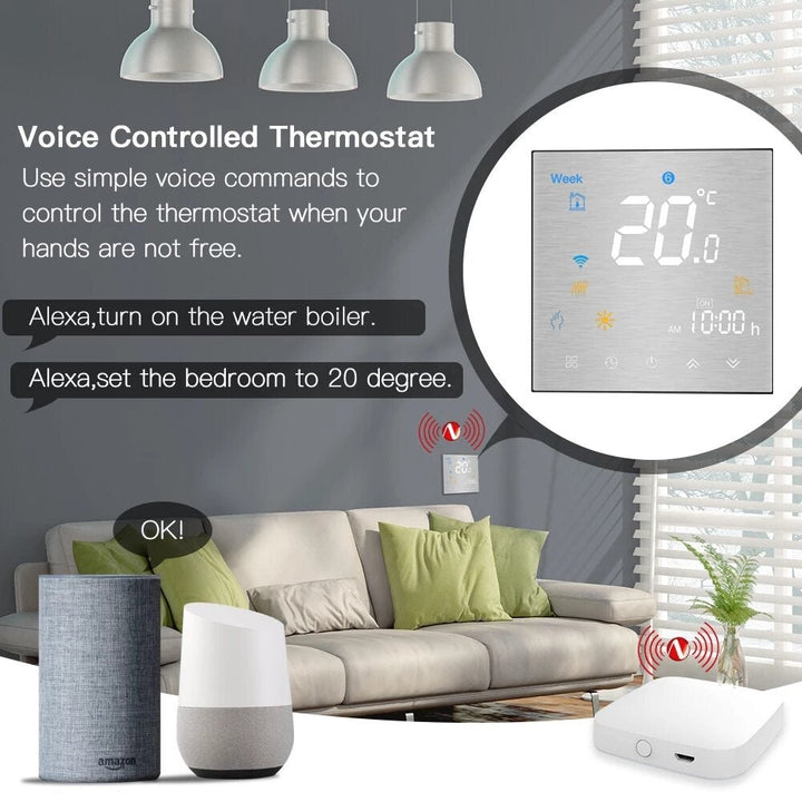 Smart Thermostat Temperature Controller Water,Electric Floor Heating Water,Gas Boiler Brushed Panel 2MQTT Alexa Google Image 3