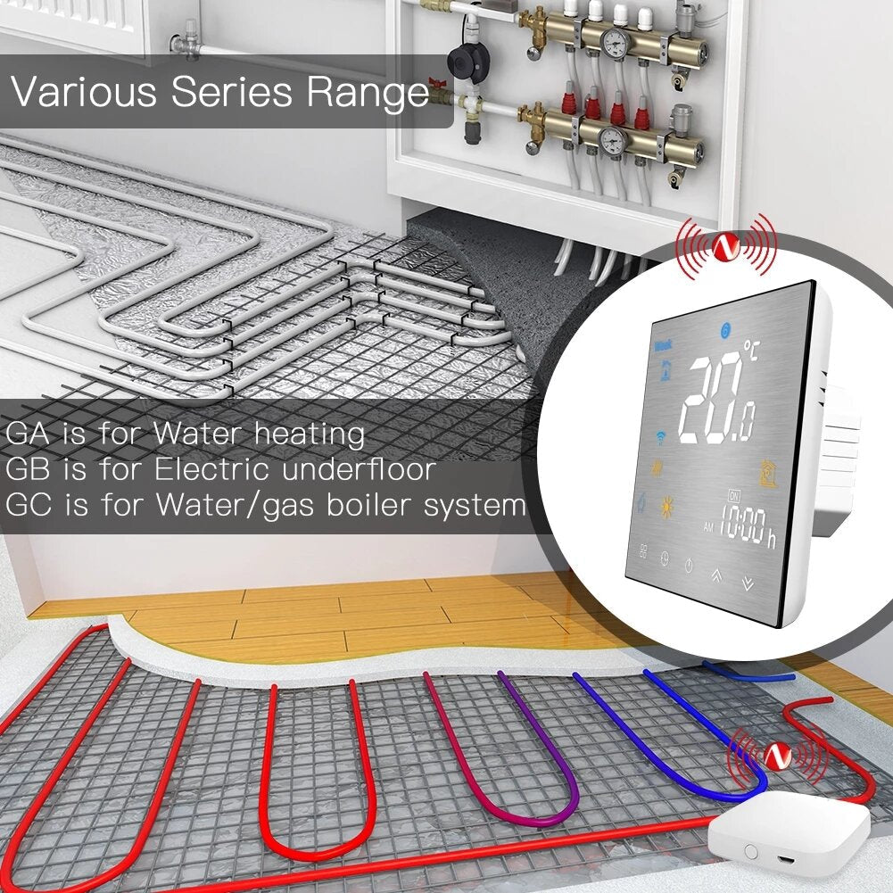 Smart Thermostat Temperature Controller Water,Electric Floor Heating Water,Gas Boiler Brushed Panel 2MQTT Alexa Google Image 6