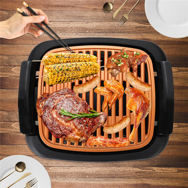 Smokeless Electric Roast BBQ Grill Indoor Grill Nonstick Pan and Portable Outdoor Barbecue Grill Image 8