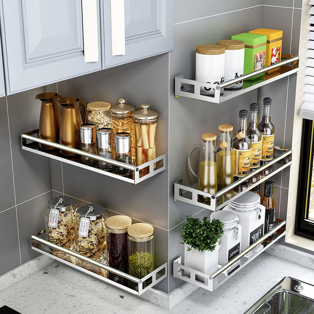 Singe Layer Stainless Steel Rack Organizer Storage Wall Mounted Basket for Kitchen Bathroom Shower Shelf Image 5