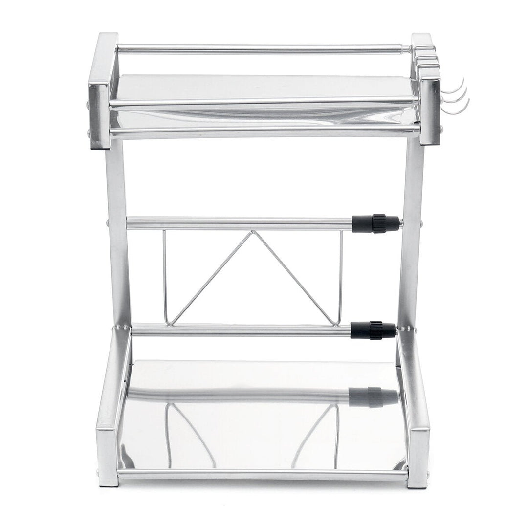 Stainless Steel 2 Tier Adjust Kitchen Spice Rack Storage Shelf Organizer Holder Image 1