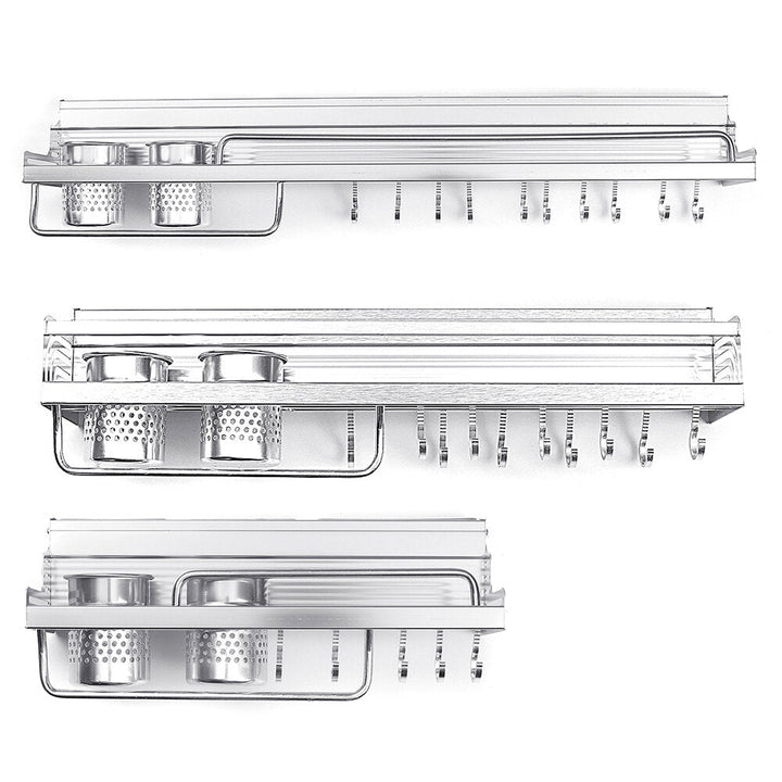 Space Aluminum Kitchen Rack Double Cup Chopstick Holder Seasoning Wall Mount Storage for Kitchen Arrangement Image 6