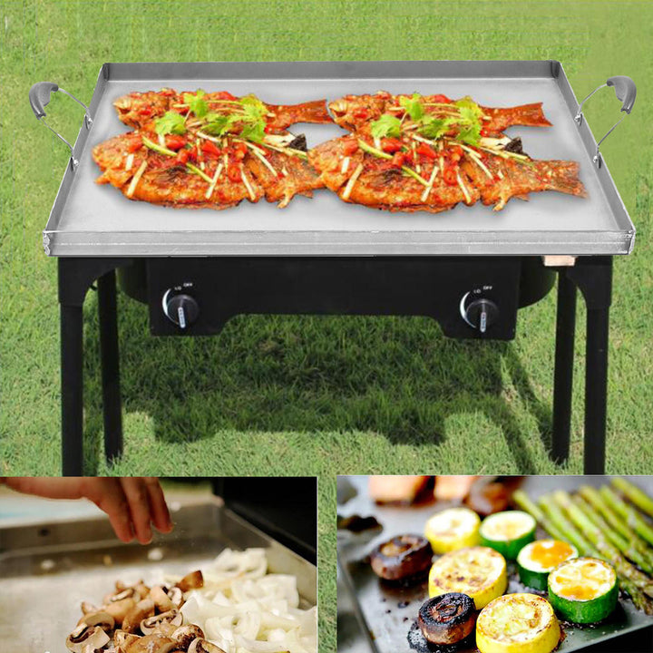 Stainless Steel Griddle Flat Top Cooking BBQ Grill Heat Distribution Stoves Image 6