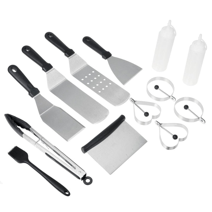 Stainless Steel Griddle Cooking Kit Grill Spatula Tongs Egg Ring Flipper Scraper Grill Kit Image 1