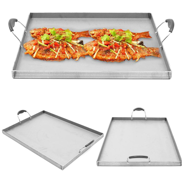 Stainless Steel Griddle Flat Top Cooking BBQ Grill Heat Distribution Stoves Image 7