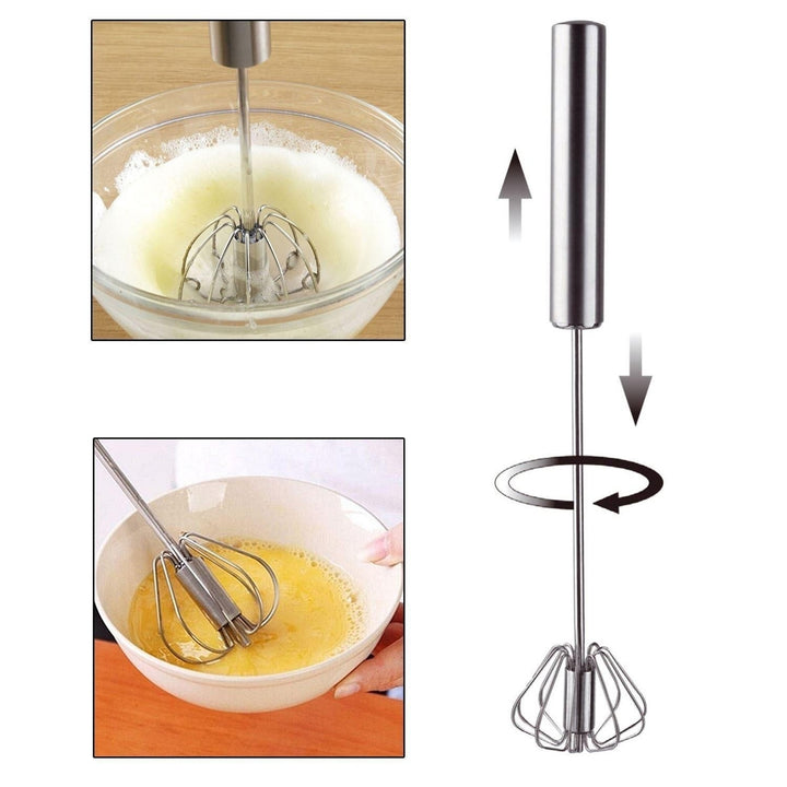 Stainless Steel Semi-automatic Whisk Egg Beater Mixer Stirrer Foamer Kitchen Tools Image 2