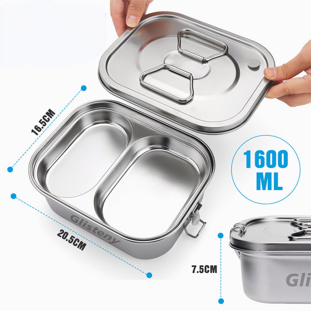 Stainless Steel Lunch Box Children with Compartments 1600ml Lunch Box Leak-Proof for Children and Adults, 3 Compartments Image 6