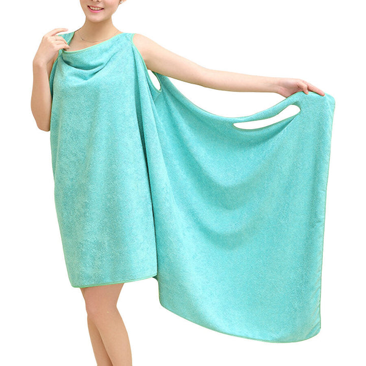 Summer Microfiber Soft Beach Able Wear Spa Bath Robe Plush Highly Absorbent Bath Towel Skirt Image 3