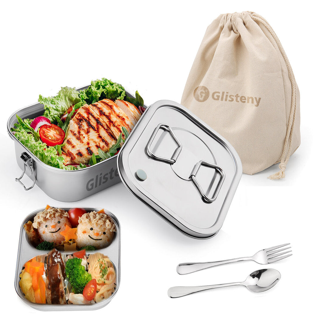 Stainless Steel Lunch Box Children with Compartments 1600ml Lunch Box Leak-Proof for Children and Adults, 3 Compartments Image 8