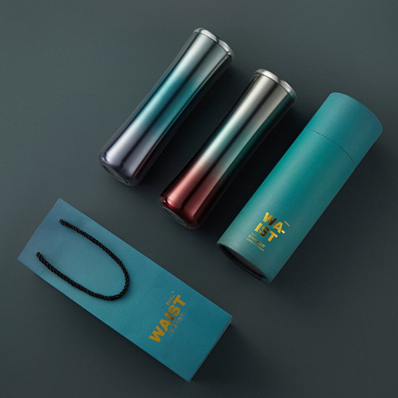 Thin Waist Thermos Bottle 316 Stainless Steel 450ml Thermos Portable Water Cup Portable Color Gradient Vacuum Flask Set Image 2