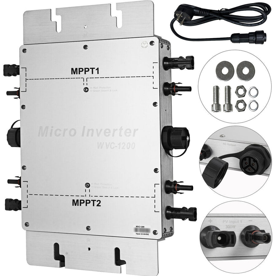 Solar Micro Inverter 1200W Grid Tie MPPT DC 22-50V to AC 220V Waterproof Image 1