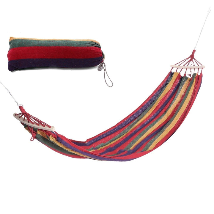 Ultralight Camping Hammock with Storage Bag Portable Rainbow Canvas Outdoor Activities Swing Image 1