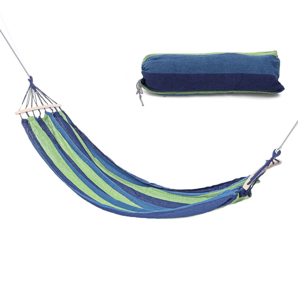 Ultralight Camping Hammock with Storage Bag Portable Rainbow Canvas Outdoor Activities Swing Image 2