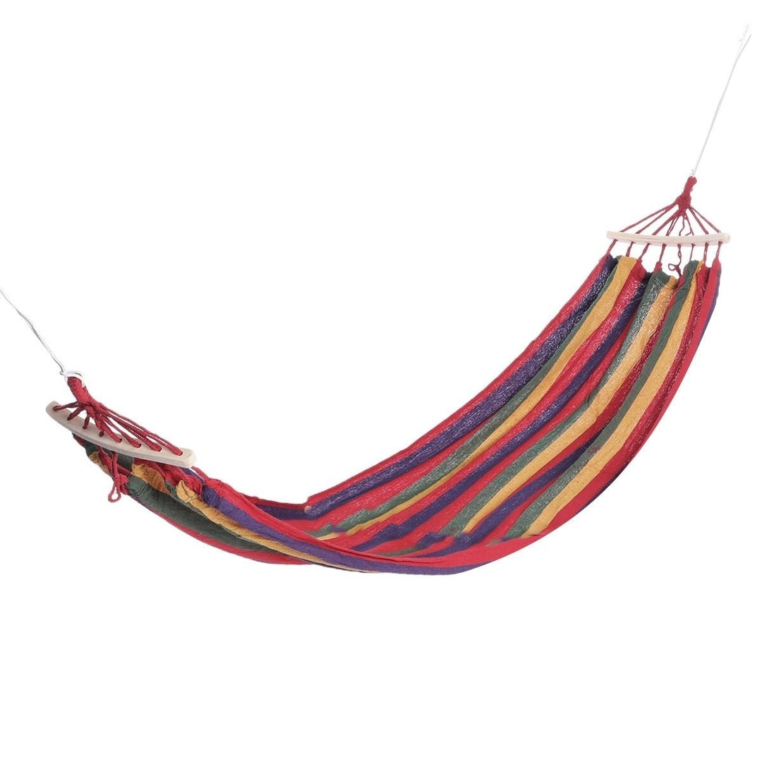 Ultralight Camping Hammock with Storage Bag Portable Rainbow Canvas Outdoor Activities Swing Image 4