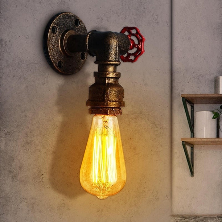 Vintage Industrial Retro Iron Water Pipe Shape Wall Lamp Sconce Light Fixture Image 4