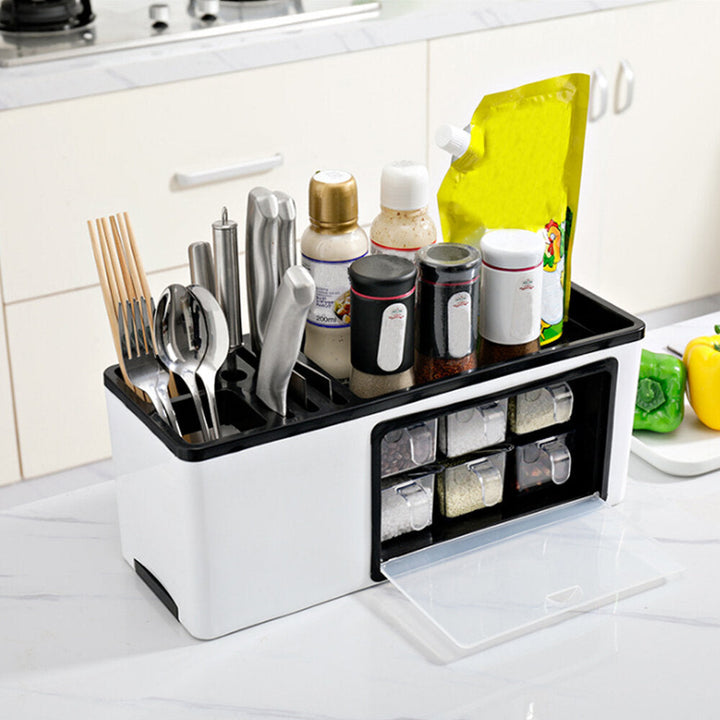 Wall Mounted , Desktop Tabletop Packaging Rack Cutter Holder Hole-free Hanging Box for Kitchen Storage Image 6