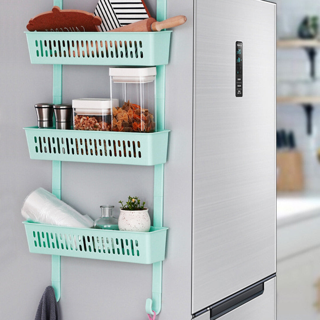 Wall Mounted Side Refrigerator Rack 3 Layer Shelf Kitchen Storage Rack Image 2