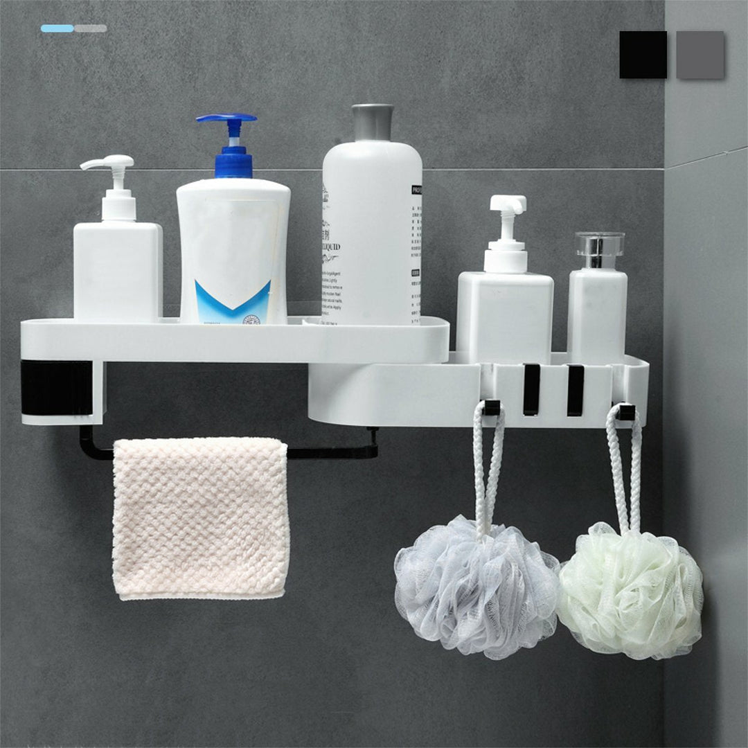 Wall Mounted Storage Rack Kitchen Bath Drain Organizer Shampoo Holder Shelf Image 5