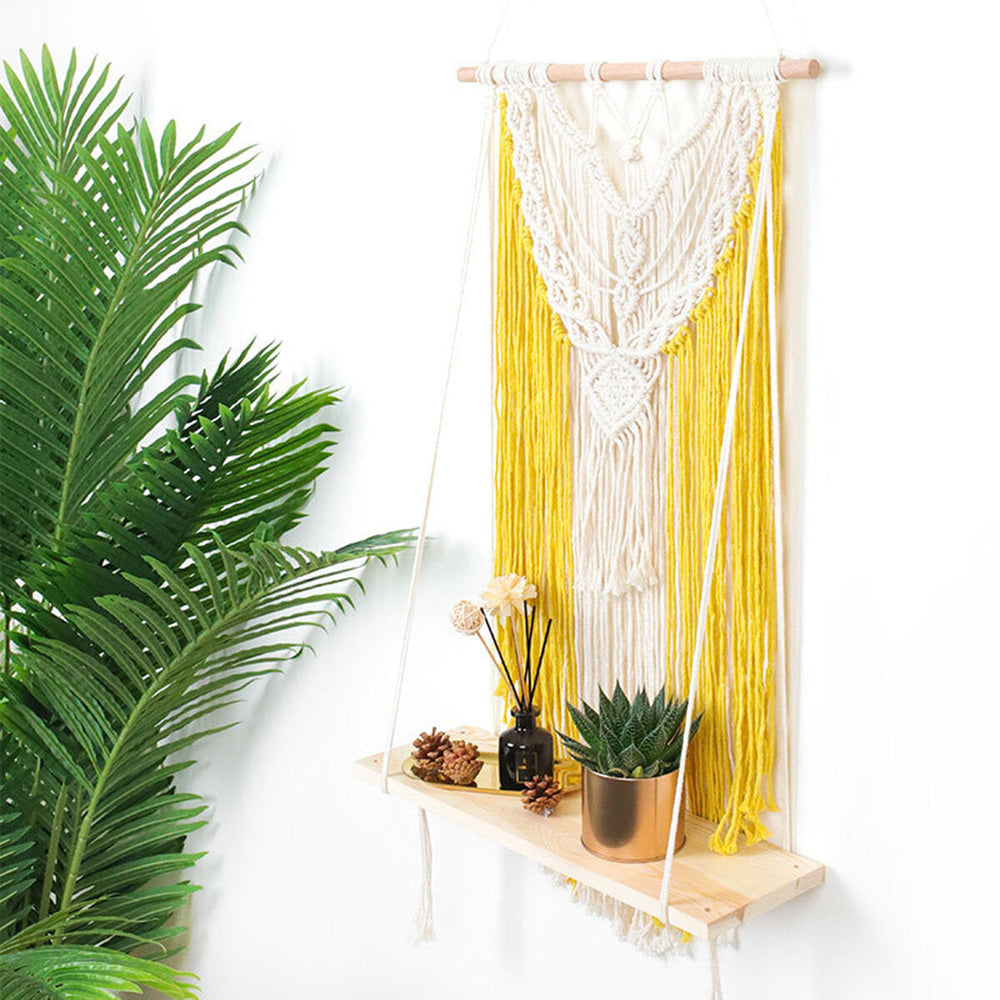 Wall-mounted Lace Woven Macrame Plant Hanger Wall Cotton Rope Tapestry Shelf Image 2