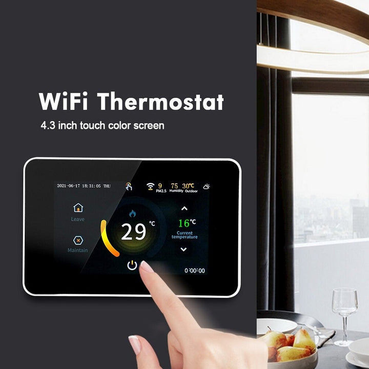 WiFi Smart 4.3" LCD Touch Color Screen Thermostat Heating Temperature Controller Works with Alexa Google Home Image 2